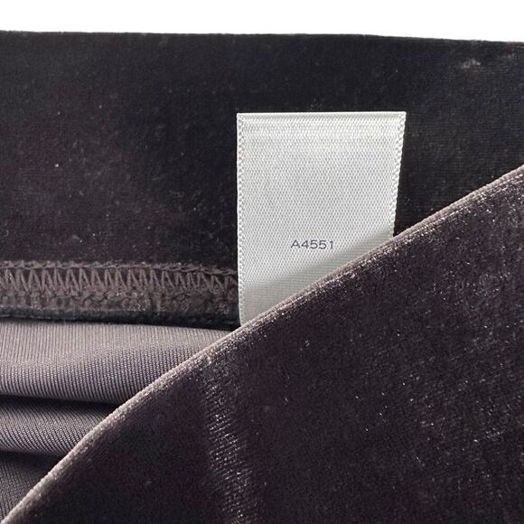 Susan Graver Large Petite Pull On Stretch Velvet Wide Waistband Pant Brown A4551 - Picture 7 of 7